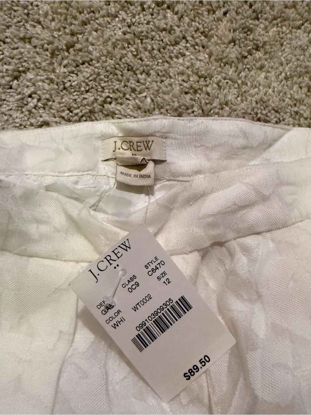 J. Crew White Floral Jacquard A-Line Skirt - Feminine Full Silhouette